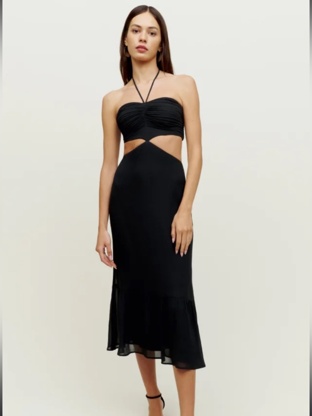 Reformation Black Strapless Cutout Midi Dress